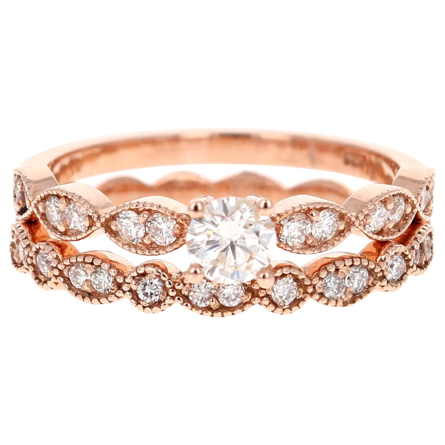 0.63 Carat Parti Sapphire and Diamond Wedding Ring For Sale at 1stDibs