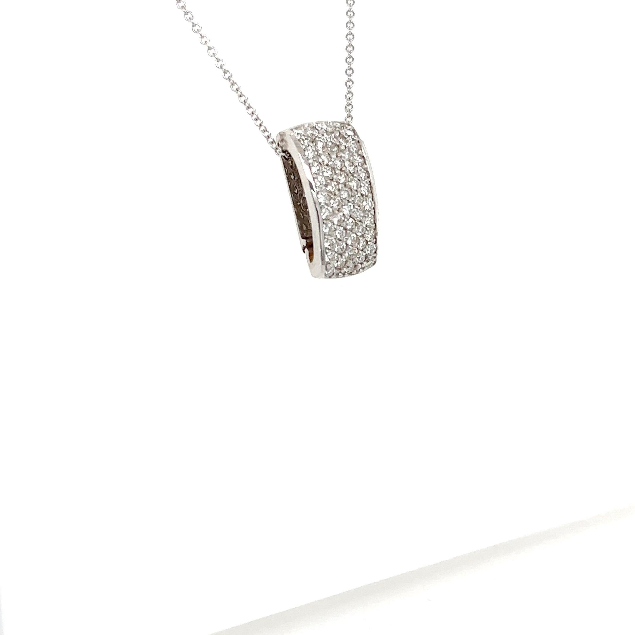 Round Cut 0.63 Carat Diamond White Gold Chain Necklace  For Sale