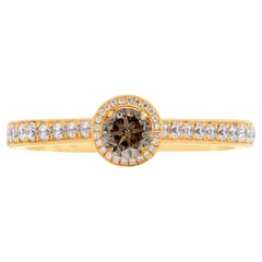 Anello con diamante marrone da 0,63 carati in oro giallo 18K