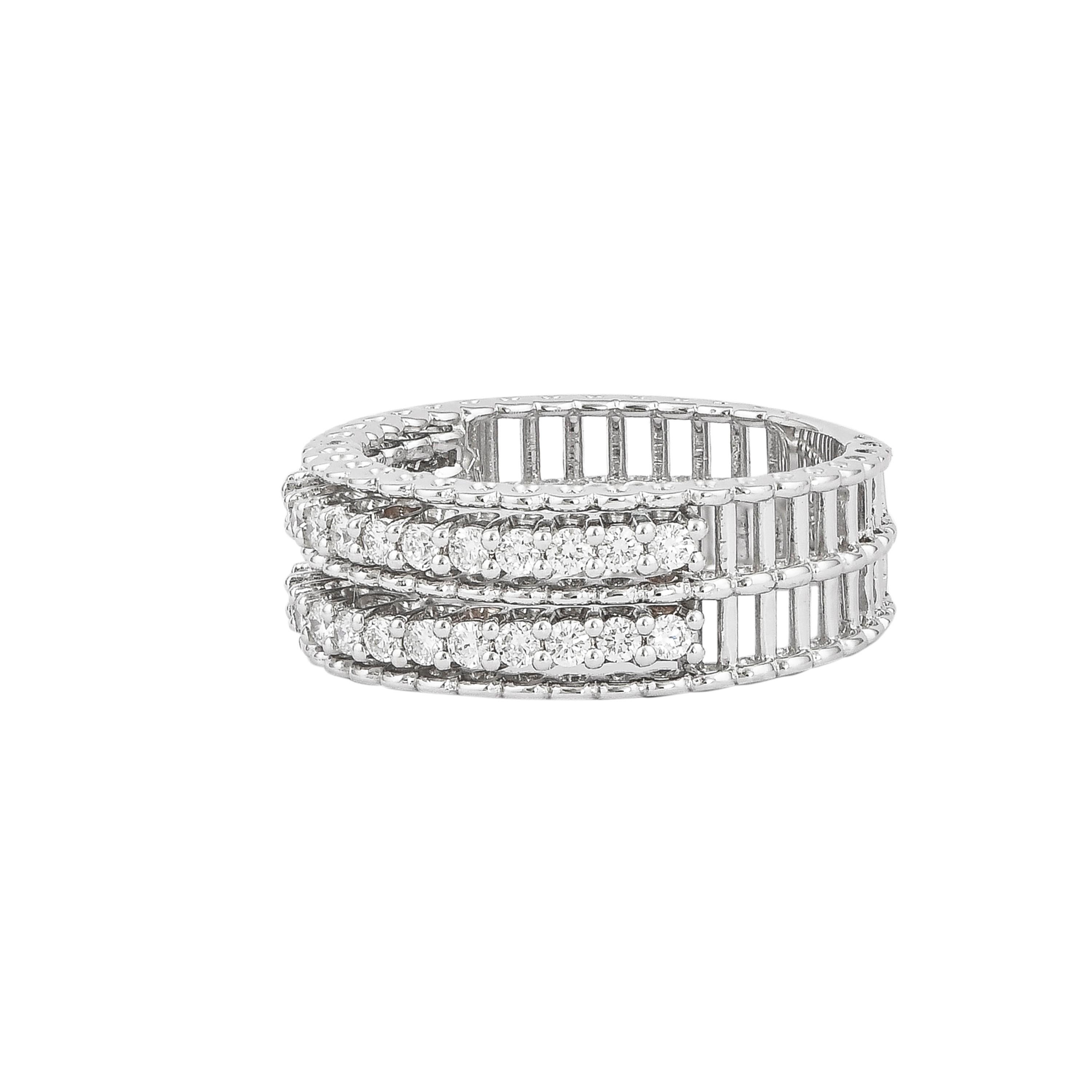 Round Cut Sunita Nahata Diamond 0.63ct. Band Ring in 18Karat White Gold. For Sale