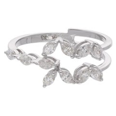 0,63 Karat Marquise-Diamant-Designerring 14 Karat Weißgold Handgefertigter Schmuck