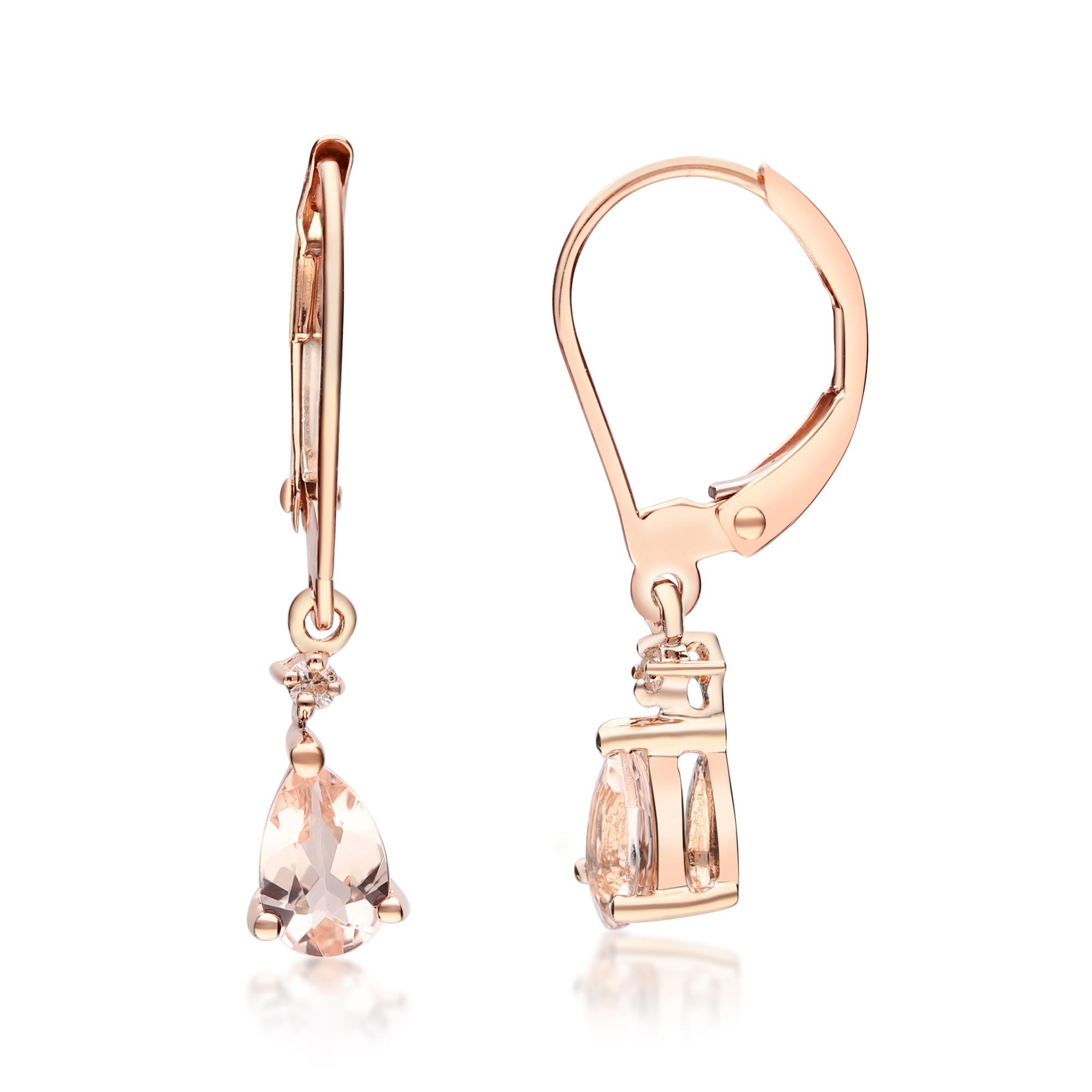 14k rose gold pear cut dangle earrings with chocolate diamond accents