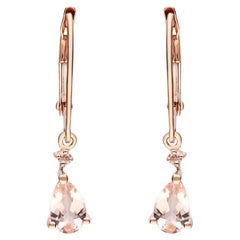 Vintage 0.63 Carat Morganite Pear Cut Diamond Accents 14K Rose Gold Earring