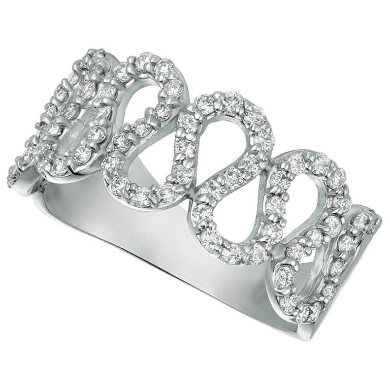 Anello Cocktail con diamante naturale da 0,63 carati G SI Oro bianco 14 carati