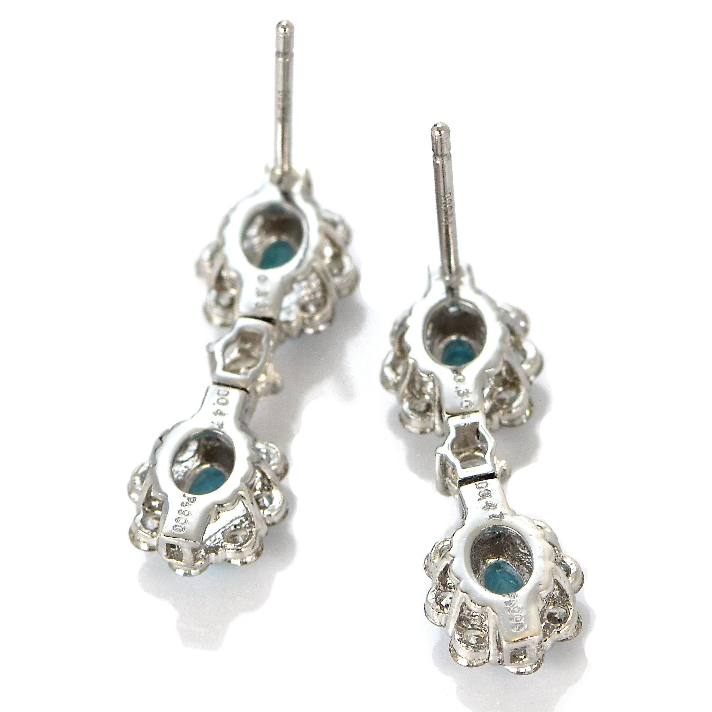 Women's 0.63 Carat Neon Blue, Brazilian Paraiba Tourmaline & Diamond Earrings For Sale