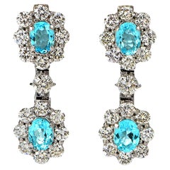 0.63 Quilates Azul Neón, Pendientes Turmalina Paraiba Brasileña y Diamante