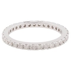 0.63 Carat Pave Diamond Eternity Band Ring Solid 10k White Gold Jewelry