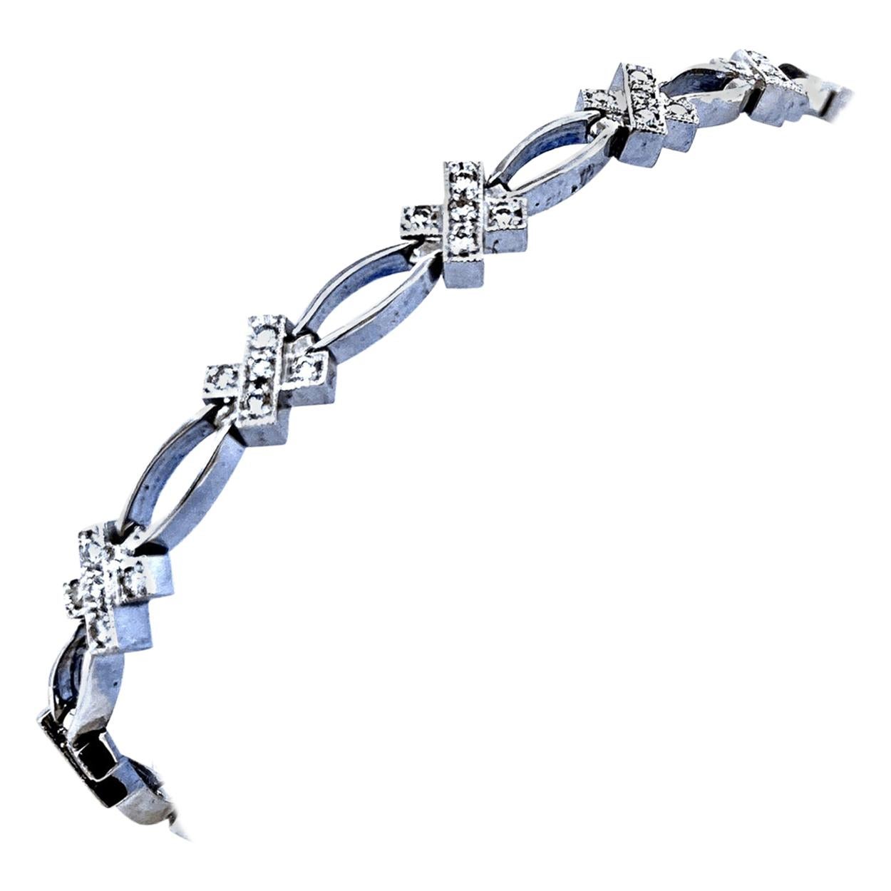 Bracelet tennis en or 14 carats avec diamants ronds sertis en pavé de 0,63 carat