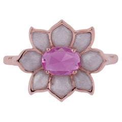 0.63 Carat Pink Sapphire Louts Rings in 18k Rose Gold