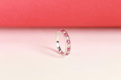 0.63 Carat Round-Cut Ruby with Diamond Accents 14K White Gold Ring