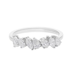 0,63 carati SI Clarity HI Color Multi Diamond Half Band Ring Oro bianco 14 carati