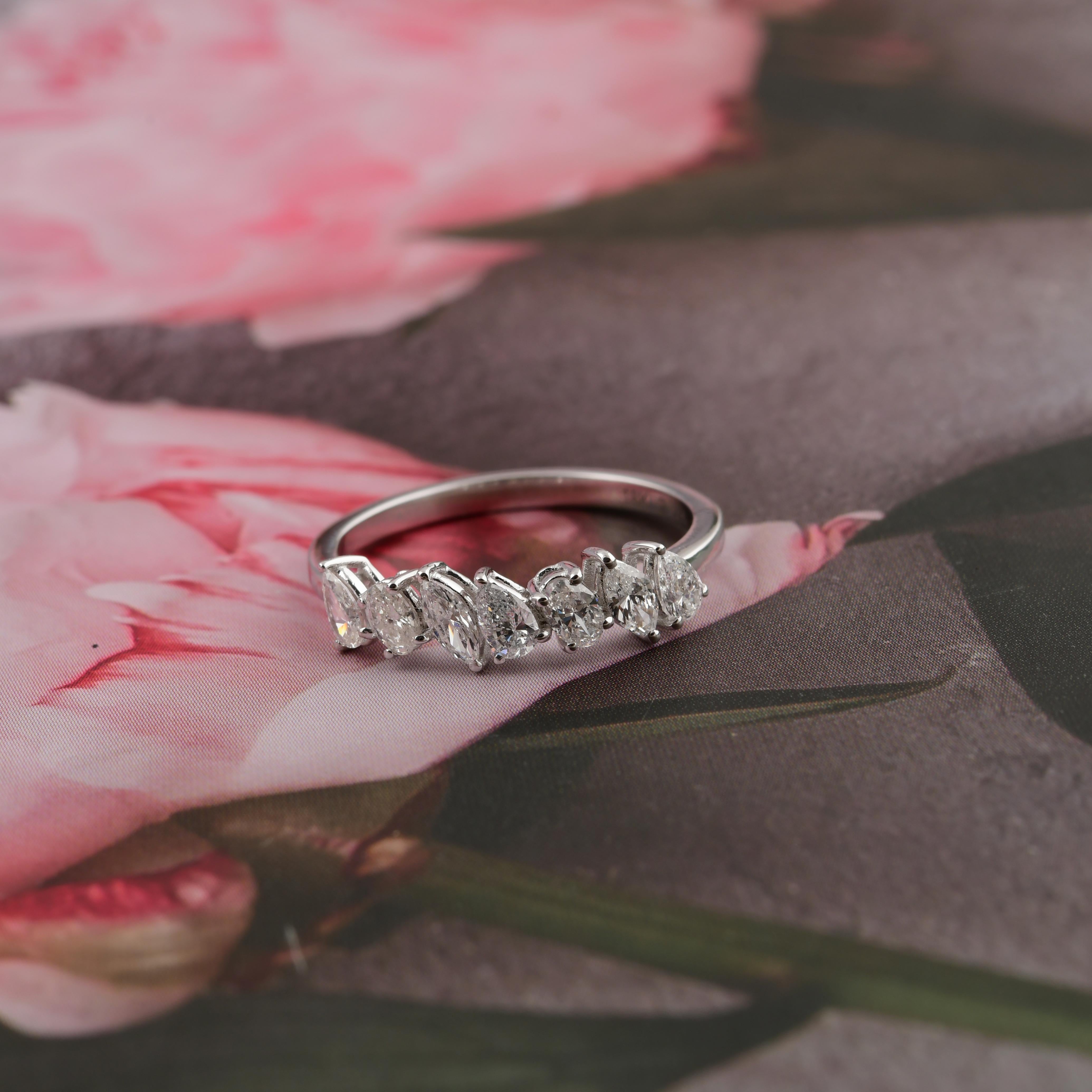 0,63 Karat SI Reinheit HI Farbe Multi Diamantring 18 Karat Weißgold Schmuckstücke im Angebot 2