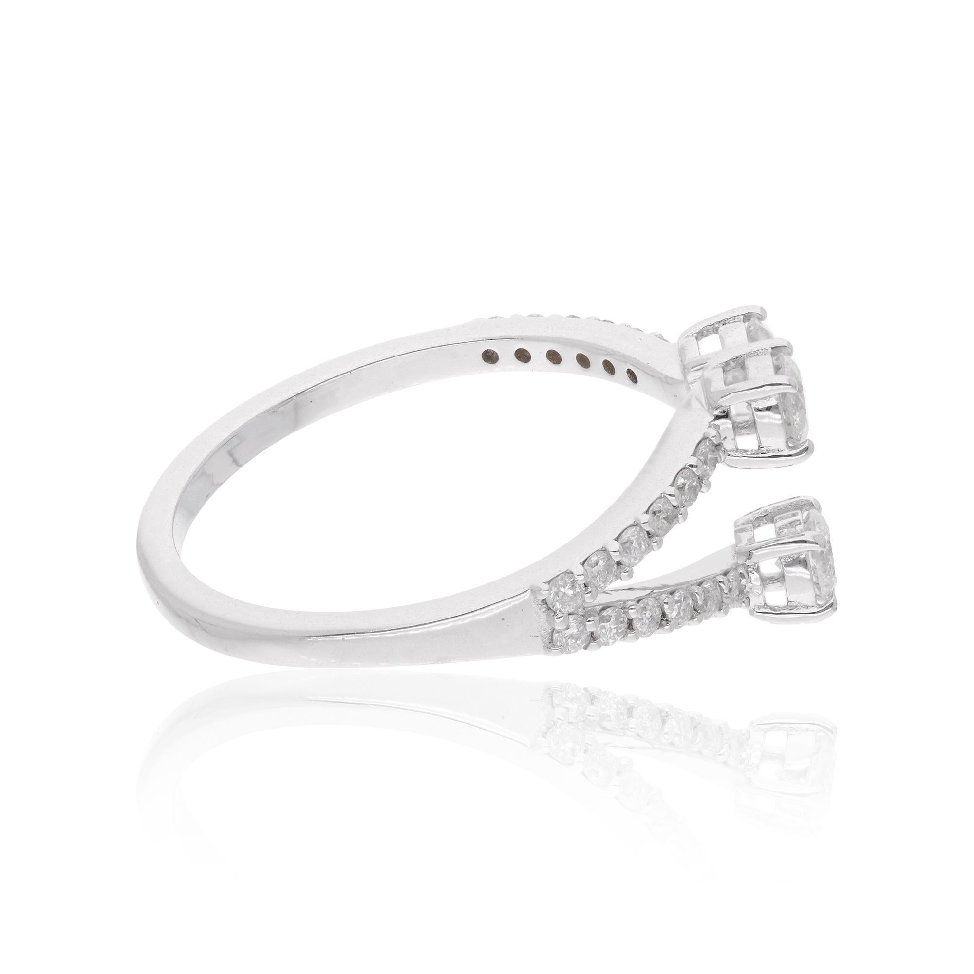 For Sale:  0.63 Carat SI Clarity HI Color Round Diamond Fine Cuff Ring 18 Karat White Gold 3