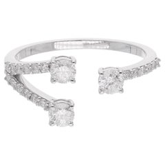 0,63 Quilates SI Claridad HI Color Diamante Redondo Anillo Puño Fino Oro Blanco 18 Kilates