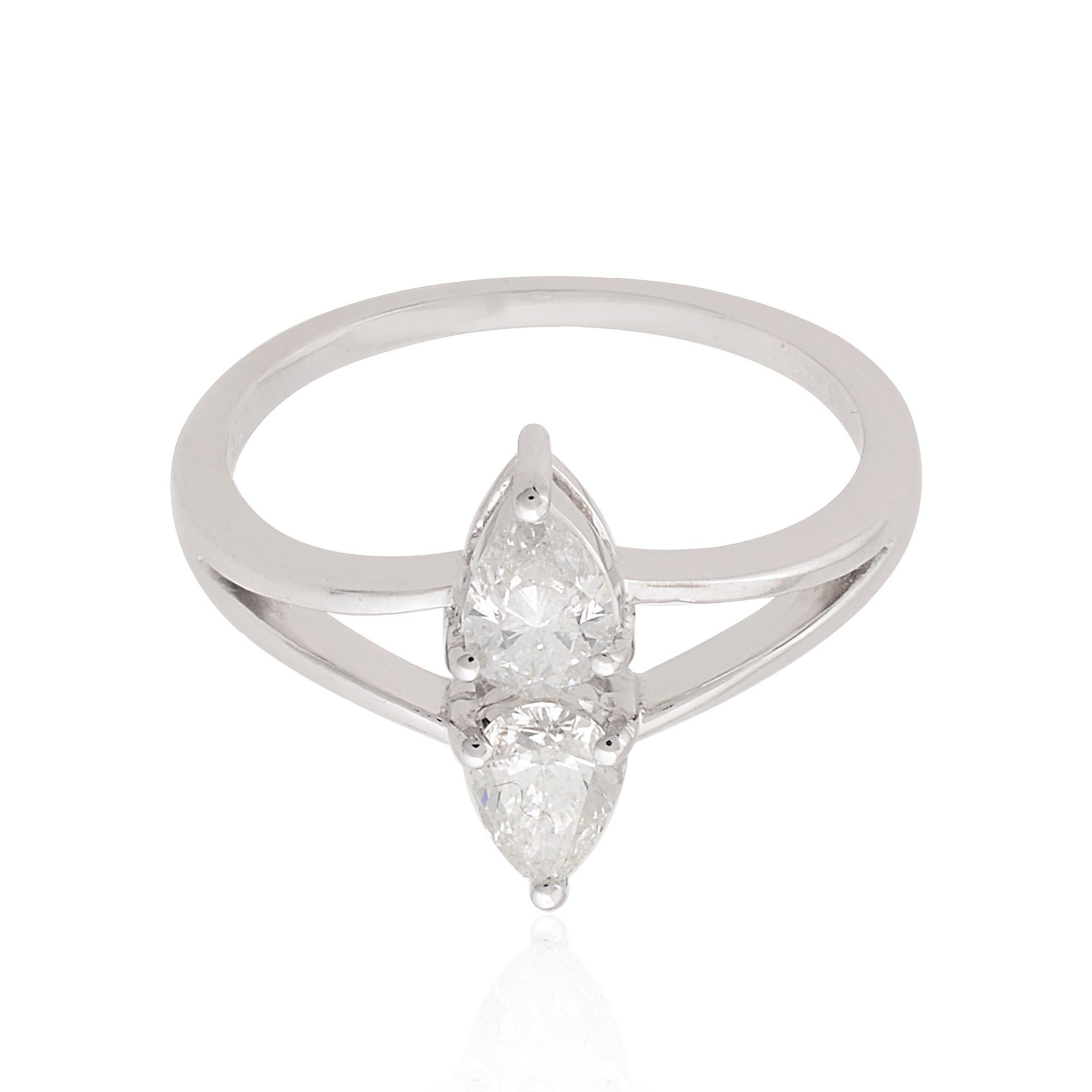 Modern 0.63 Carat SI/H Pear Shape Brilliant Cut Diamond Ring 14k White Gold Jewelry For Sale