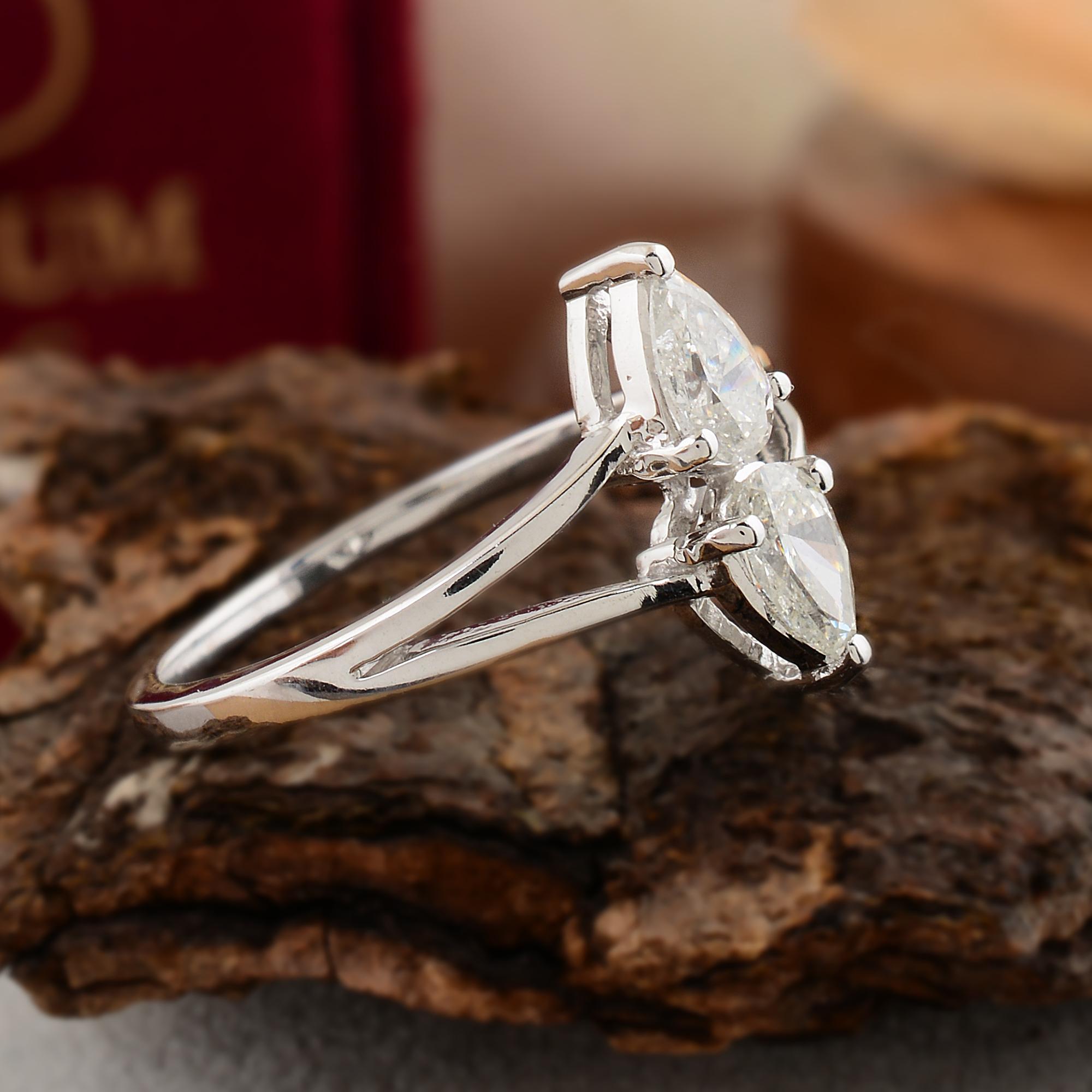 0.63 Carat SI/H Pear Shape Brilliant Cut Diamond Ring 14k White Gold Jewelry In New Condition For Sale In Diera, Dubai
