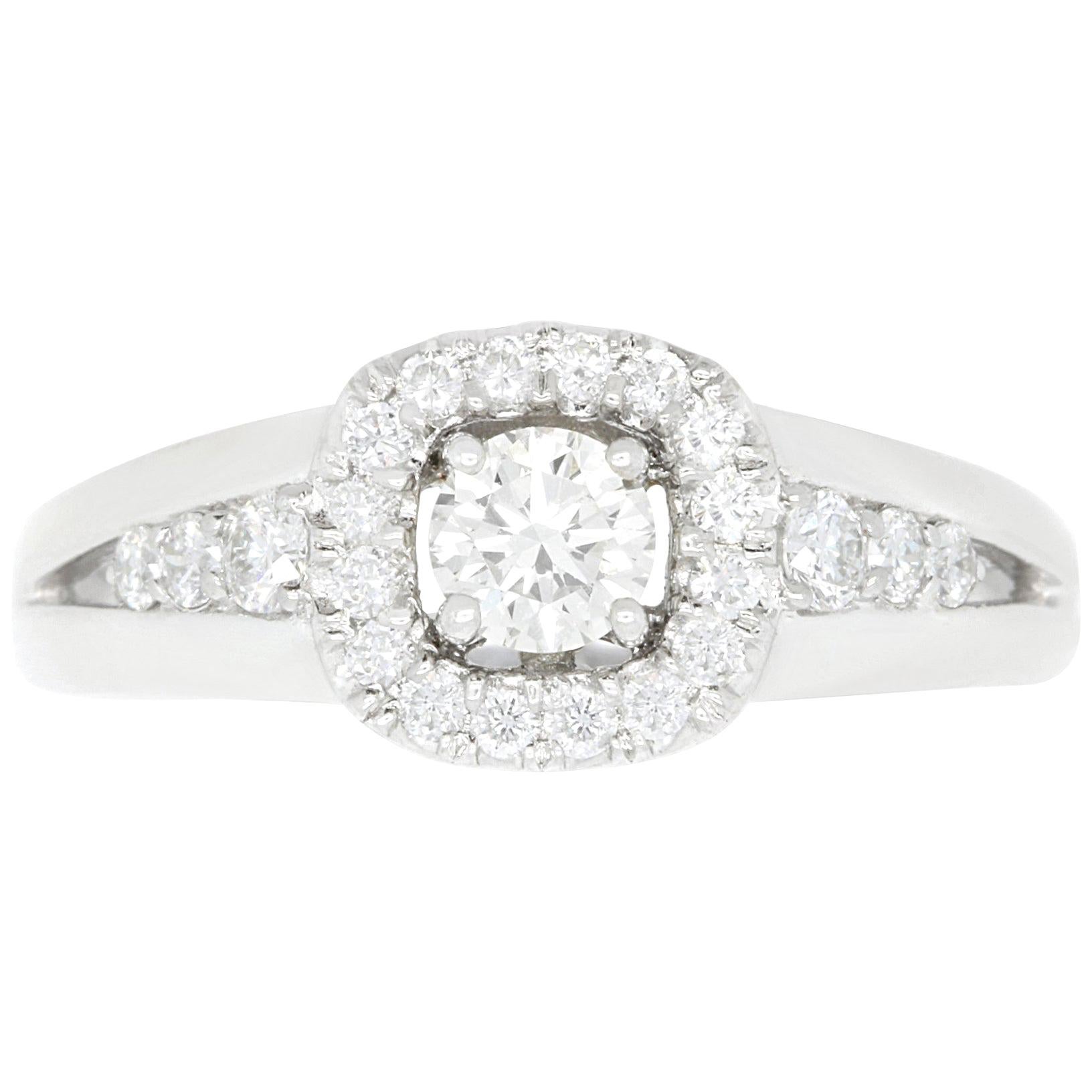 White Diamond Halo Engagement Ring