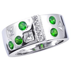 0.63 Carats Russian Demantoid Garnet Diamond set in 14K White Gold Ring