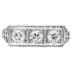 0.63 Carats Total Old European Cut Diamond Antique Style Wedding Band