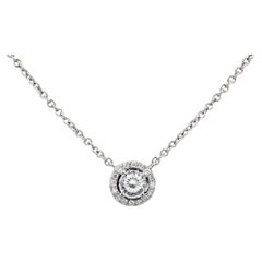 Ciondolo in oro bianco 14K con diamante naturale taglio Brilliante rotondo da 0,63 CT, lunghezza 16 pollici