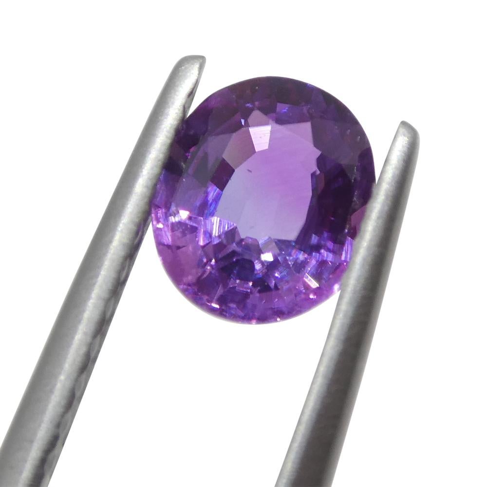 Brilliant Cut 0.63ct Cushion Purple-Pink Sapphire from Madagascar Unheated For Sale