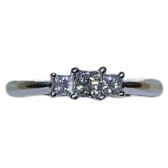 0.63ct Princess Diamond Trilogy Engagement Ring In 18ct White Gold