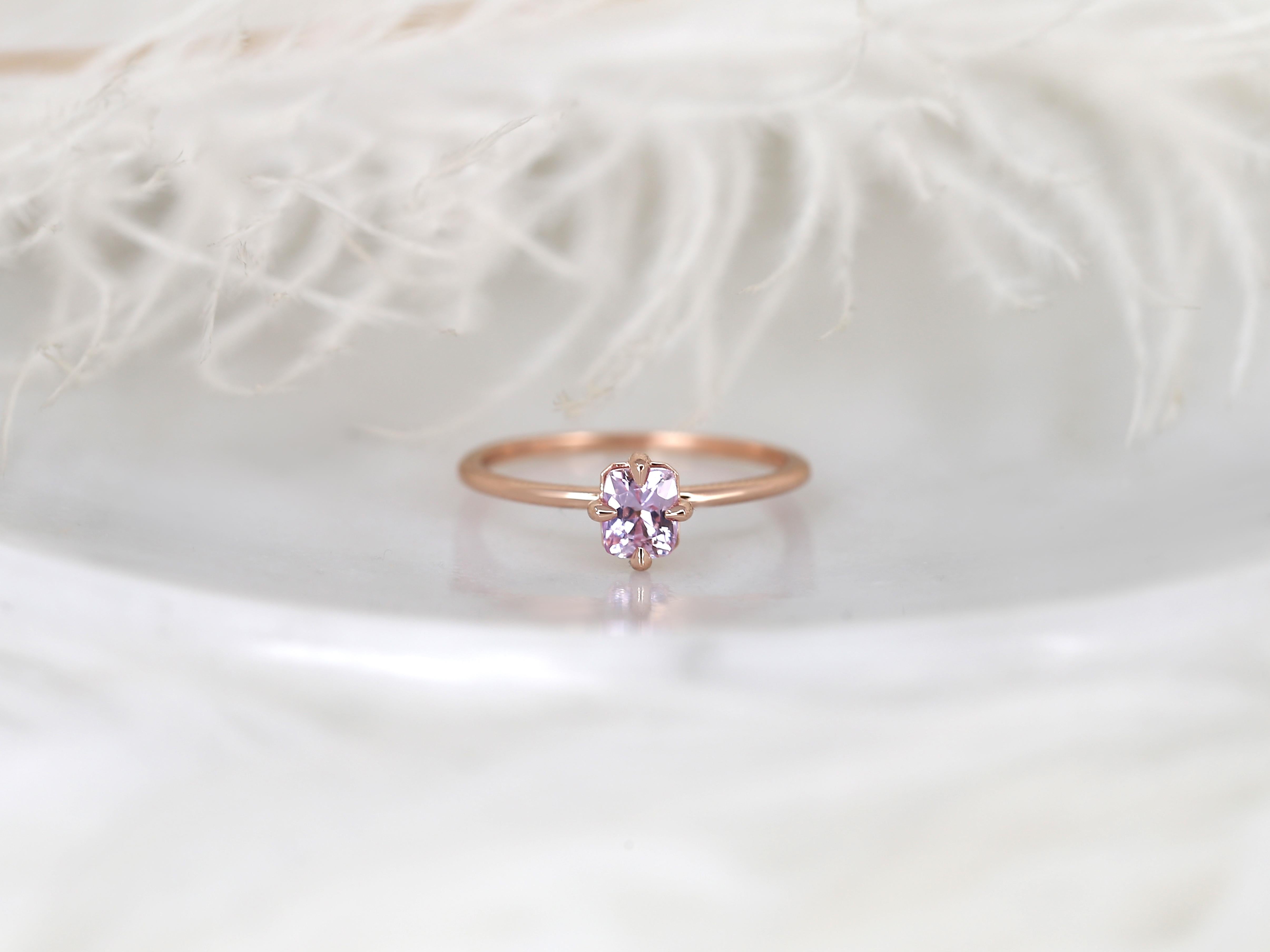 0.63ct Ready to Ship Rita 14kt Gold Blush Sapphire Radiant Solitaire Ring en vente 5