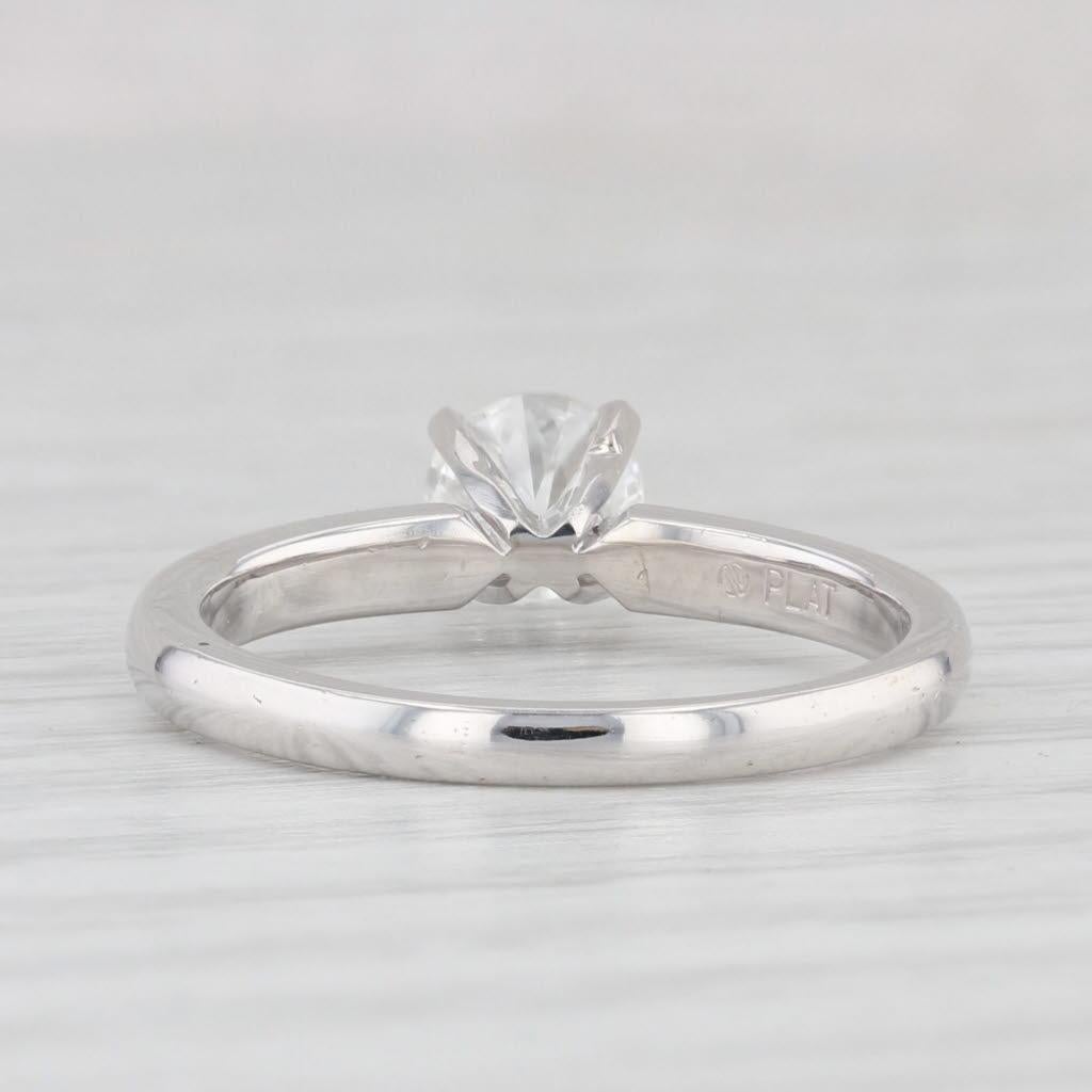 Round Cut 0.63ct Round Diamond Solitaire Engagement Ring Platinum GIA For Sale