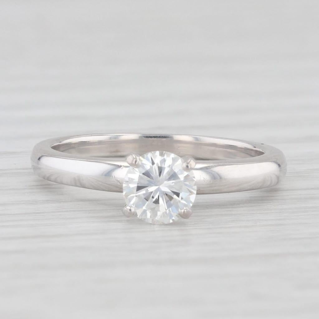 0.63ct Round Diamond Solitaire Engagement Ring Platinum GIA In Good Condition For Sale In McLeansville, NC