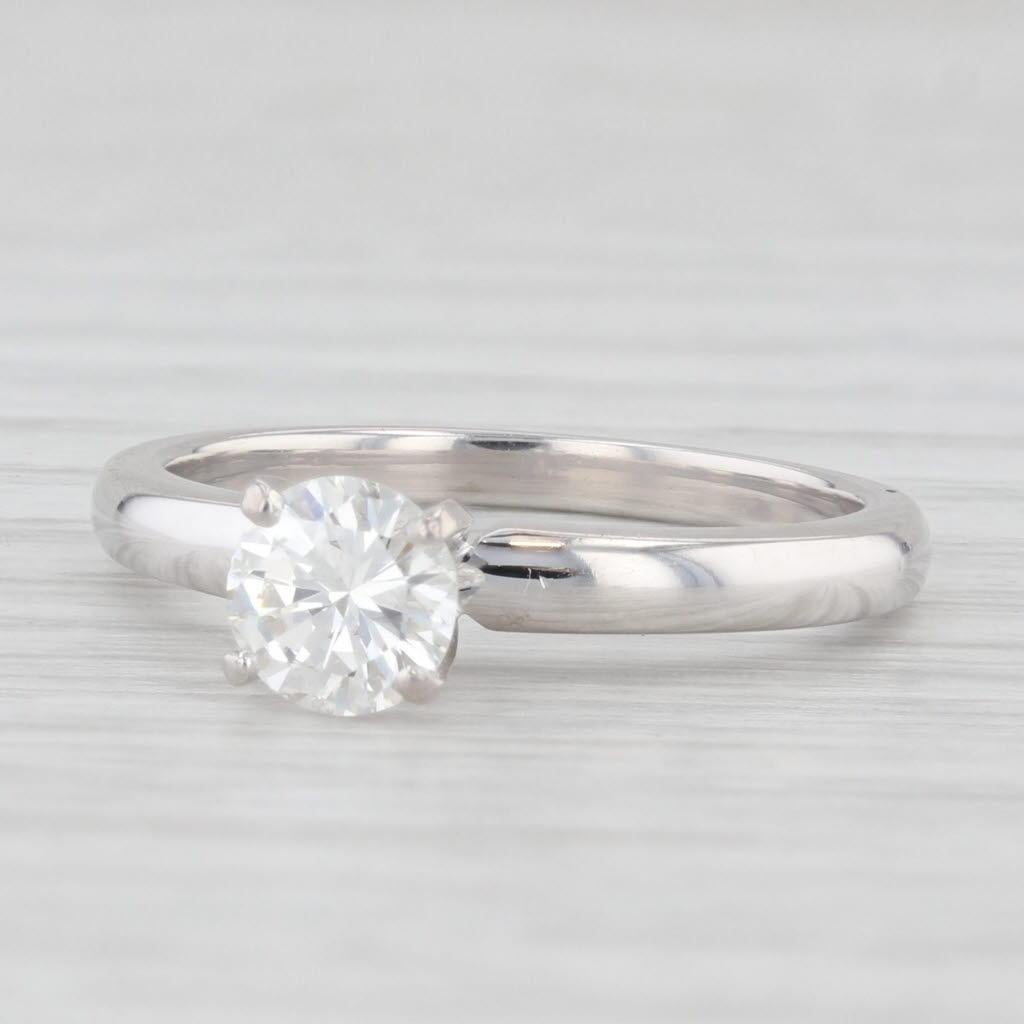 Women's 0.63ct Round Diamond Solitaire Engagement Ring Platinum GIA For Sale