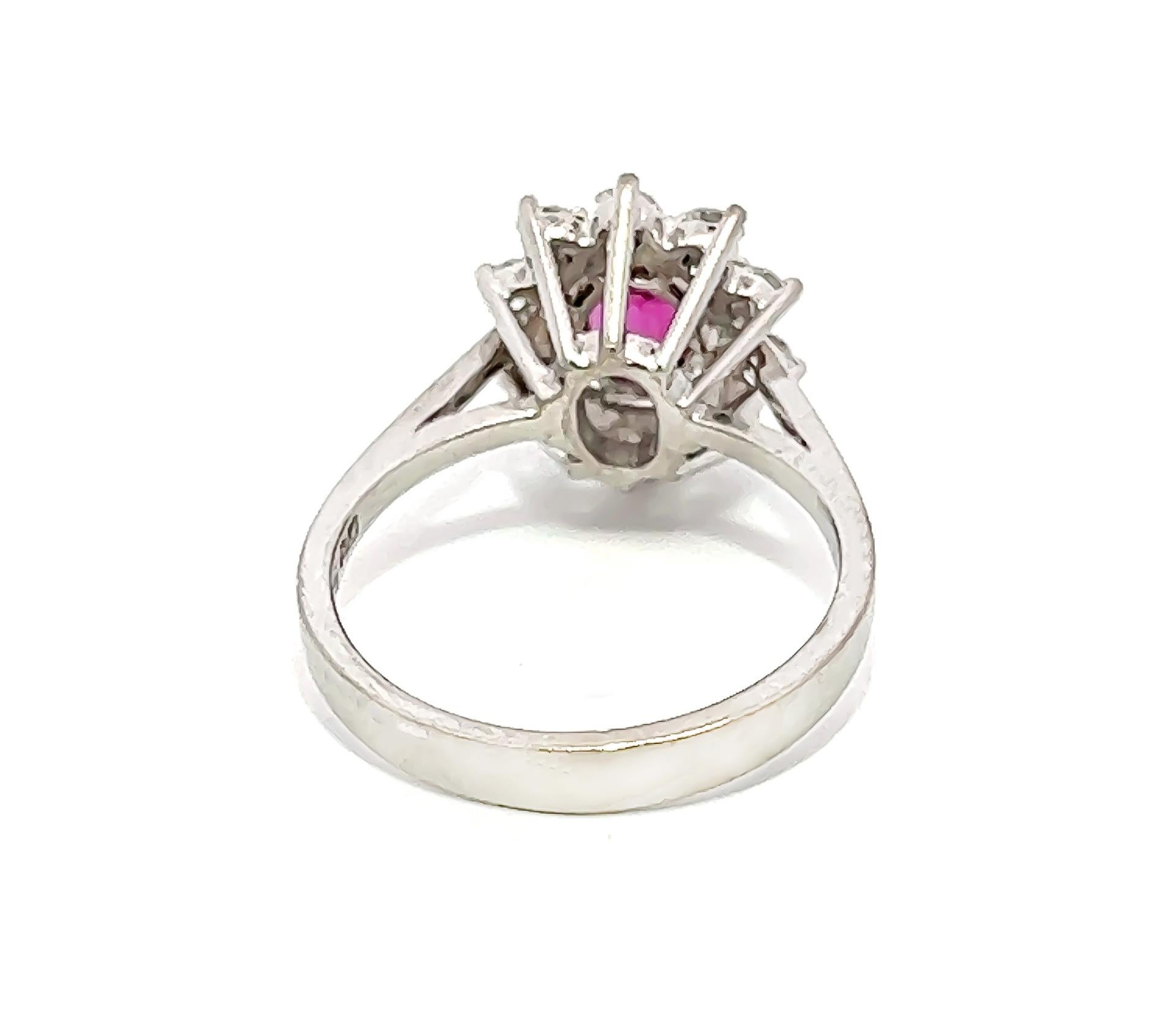 Aesthetic Movement 0.63CT Total Weight Ruby and Diamonds setn in 18K White Gold For Sale