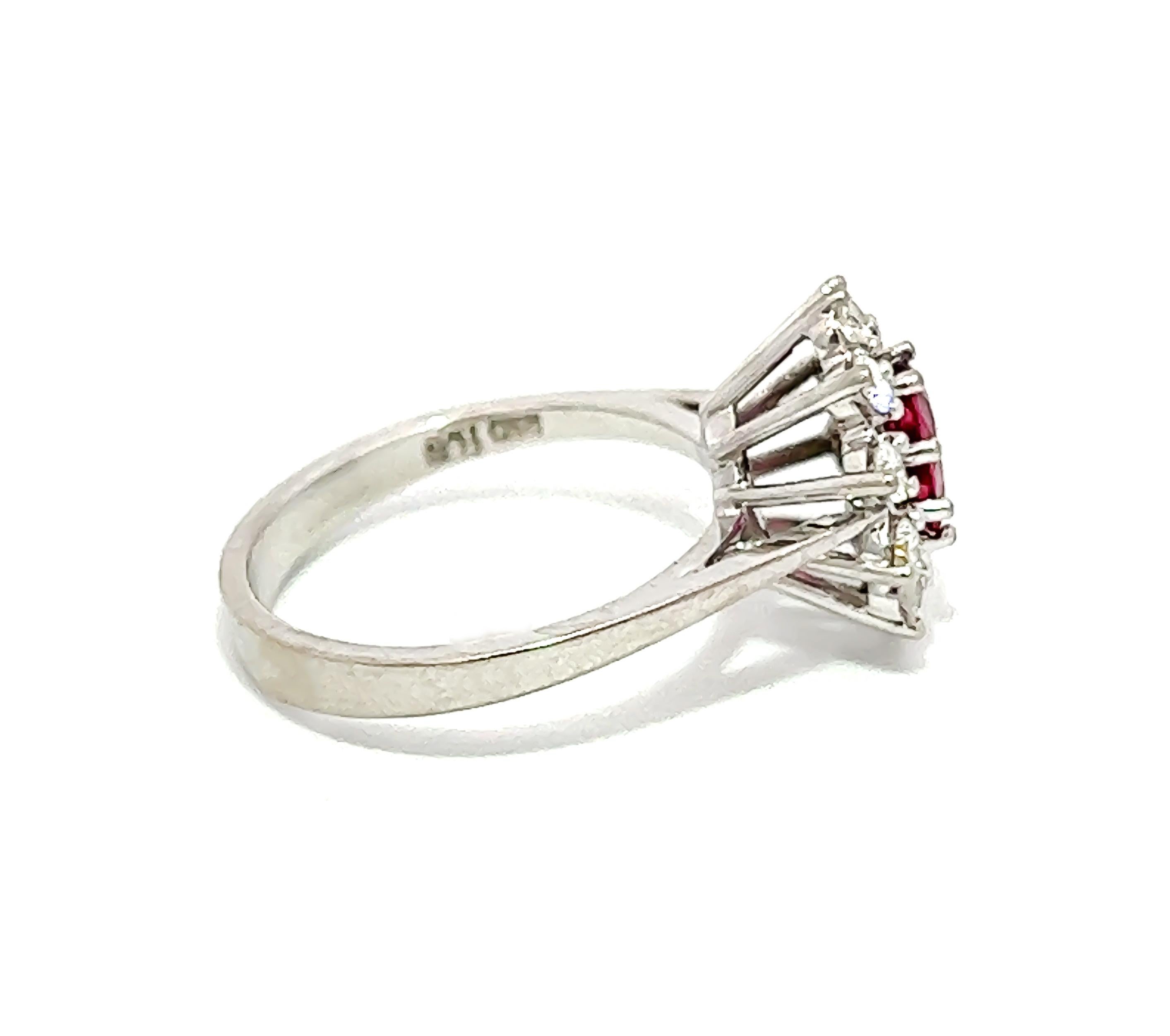 Oval Cut 0.63CT Total Weight Ruby and Diamonds setn in 18K White Gold For Sale