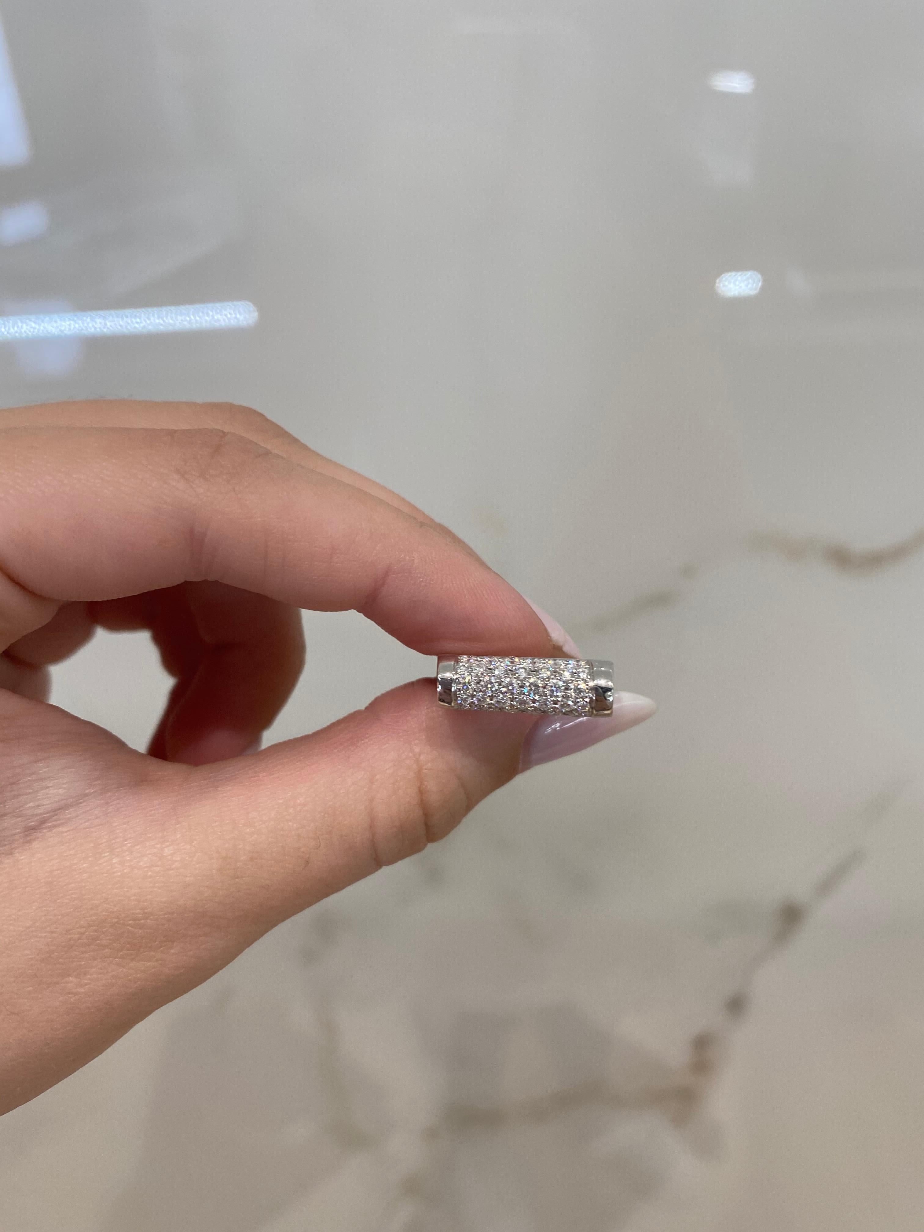 0.63 Carat Pave Diamond 18 Karat White Gold Bar Ring 2