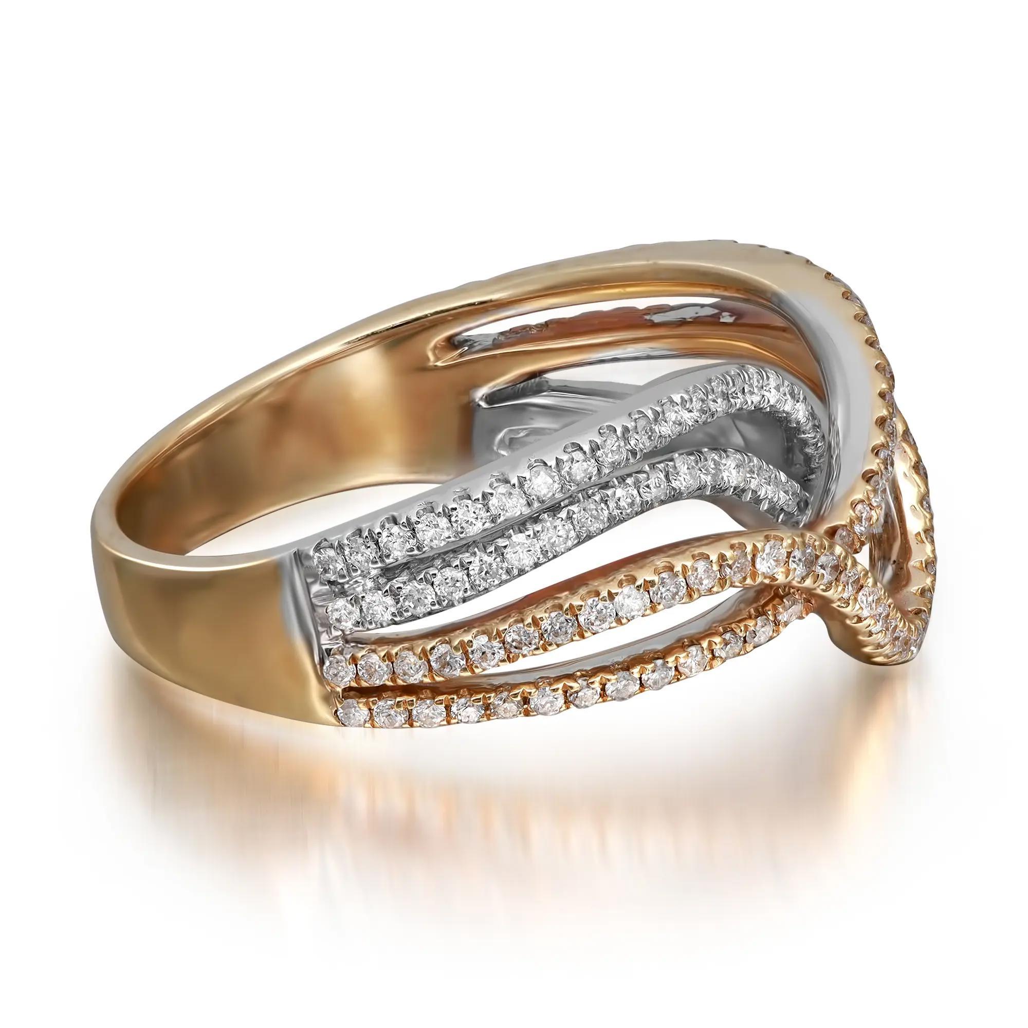 Round Cut 0.63Ctw Prong Set Round Diamond Ladies Cocktail Ring 14K Yellow Gold Size 7.5 For Sale