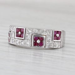 0.63ctw Ruby Diamond Ring 14k White Gold Size 7 Stackable Band