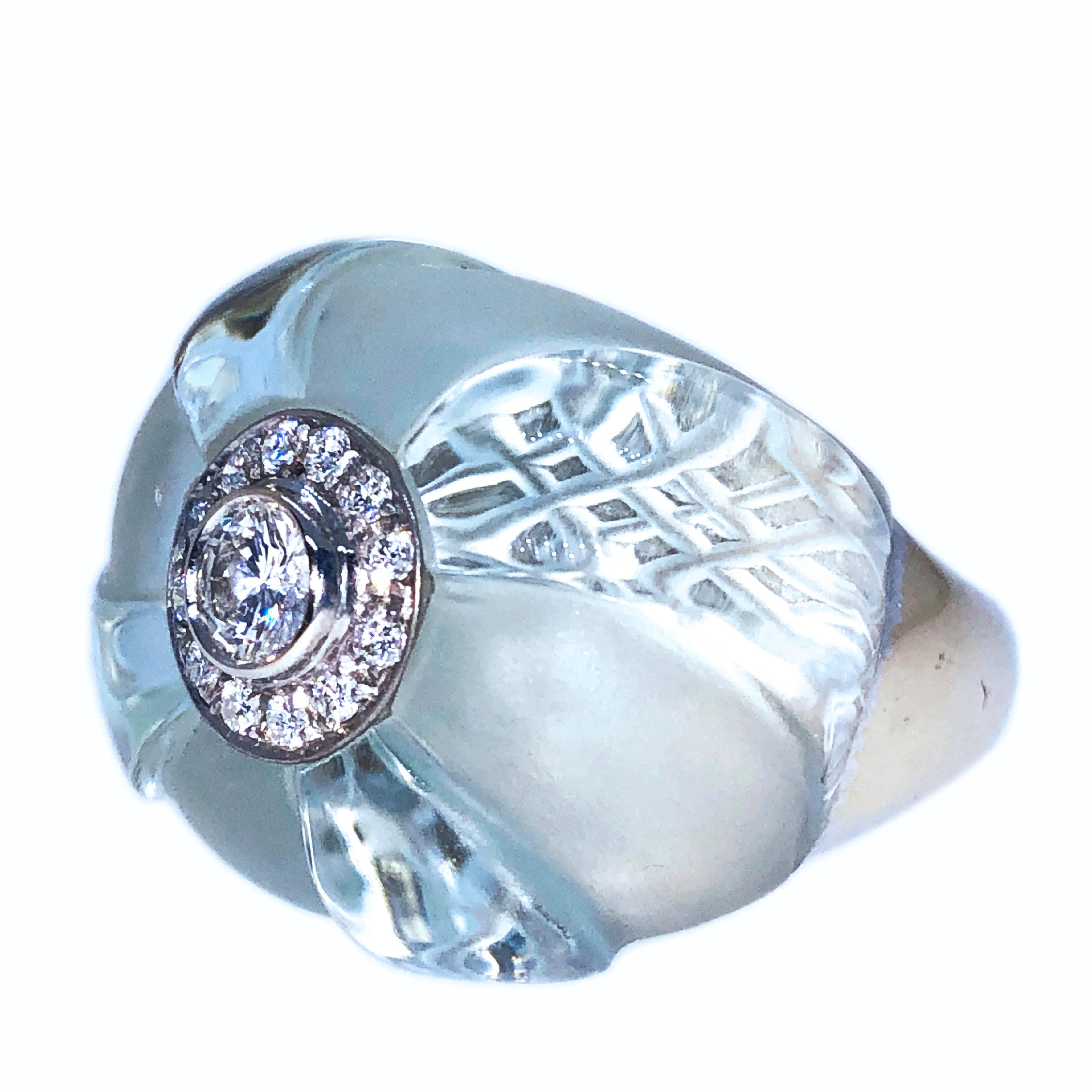 Berca 0.63Kt Diamond 60Kt Natural Hand Inlaid Hand Engraved Aquamarine Ring 5