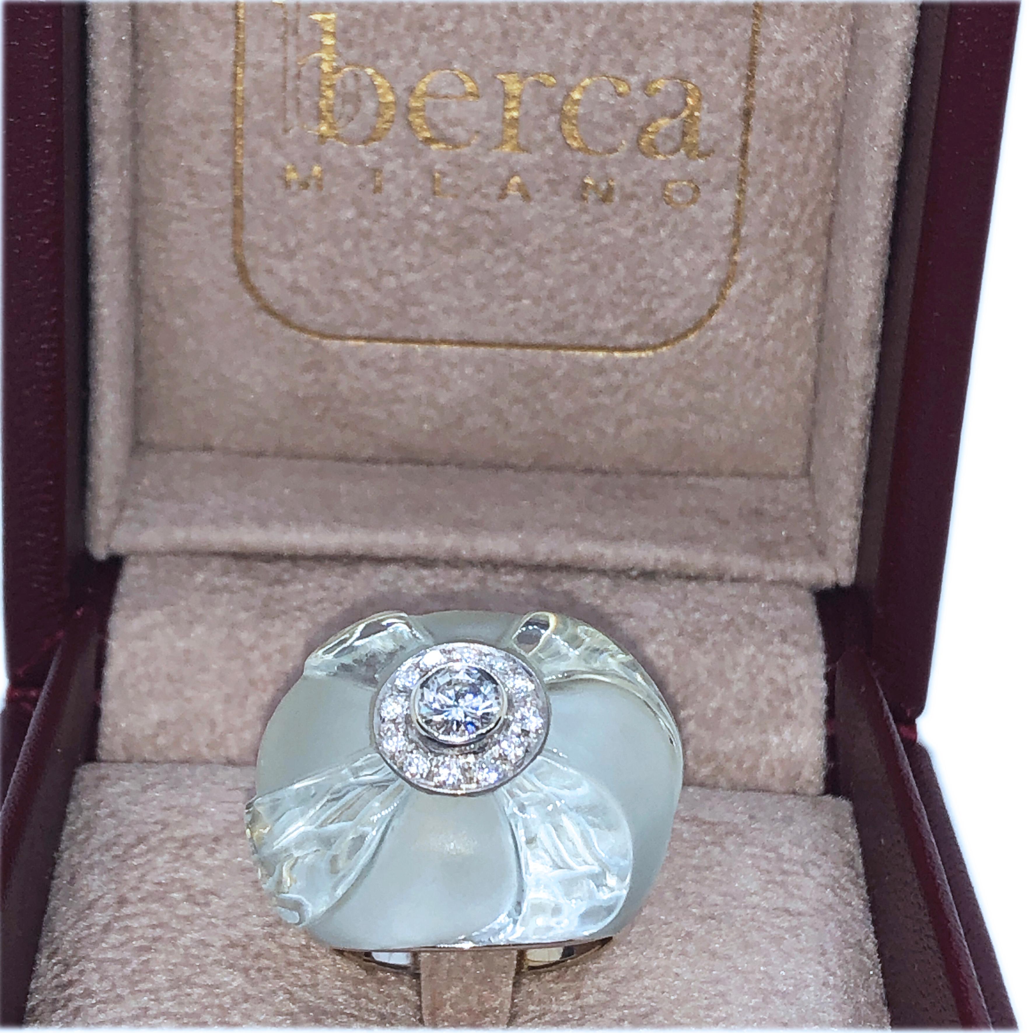 Berca 0.63Kt Diamond 60Kt Natural Hand Inlaid Hand Engraved Aquamarine Ring 6