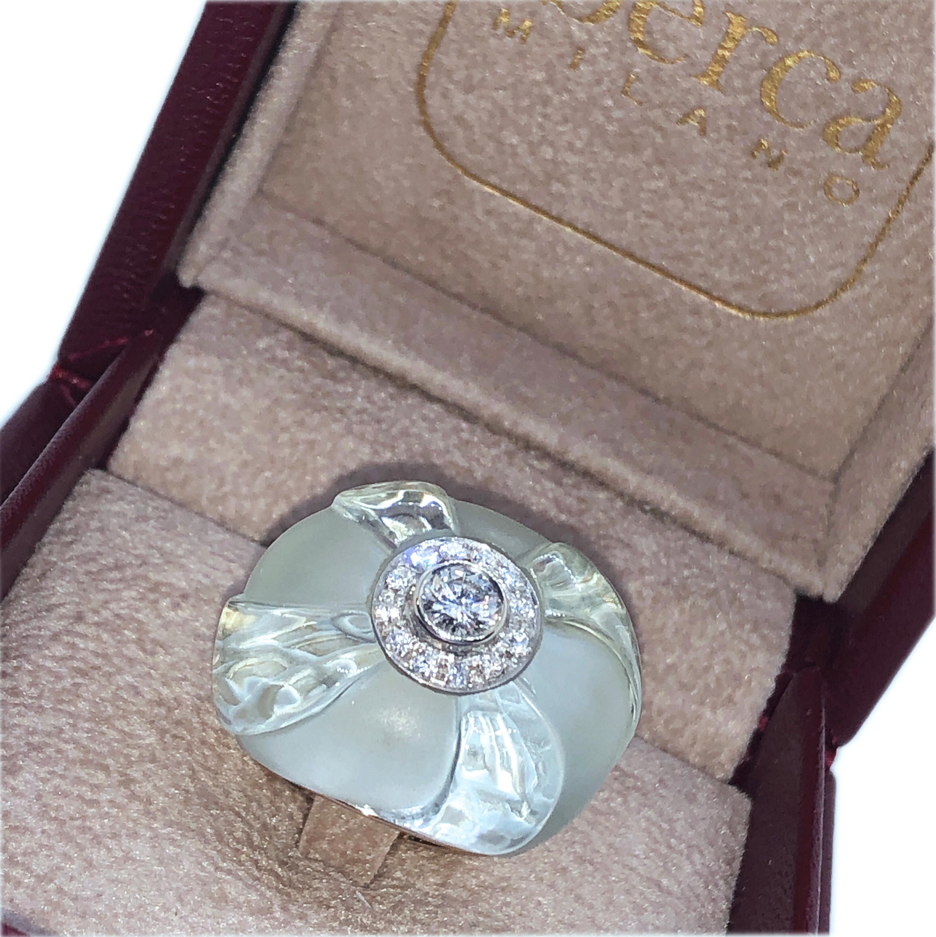 Berca 0.63Kt Diamond 60Kt Natural Hand Inlaid Hand Engraved Aquamarine Ring 7