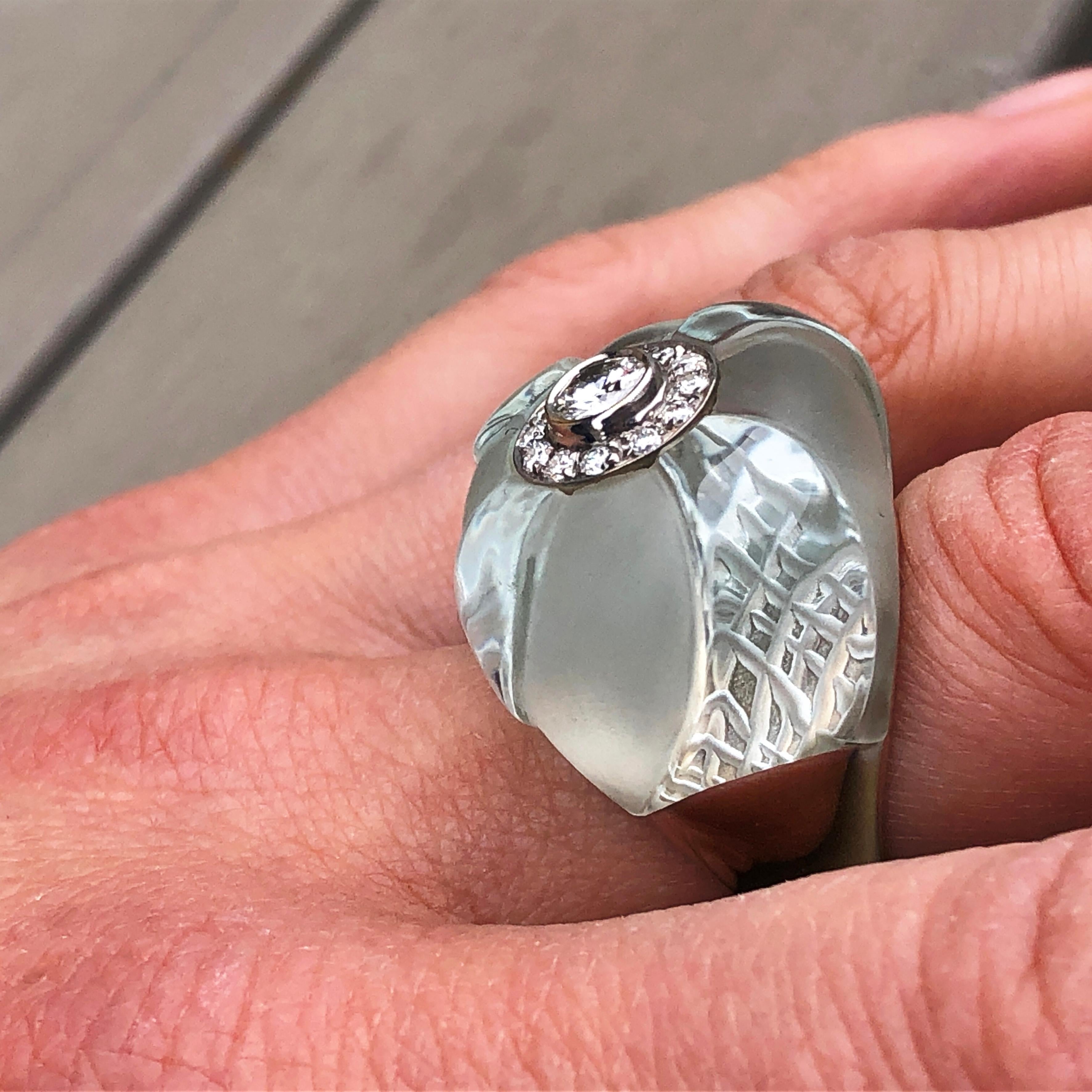 Berca 0.63Kt Diamond 60Kt Natural Hand Inlaid Hand Engraved Aquamarine Ring 9