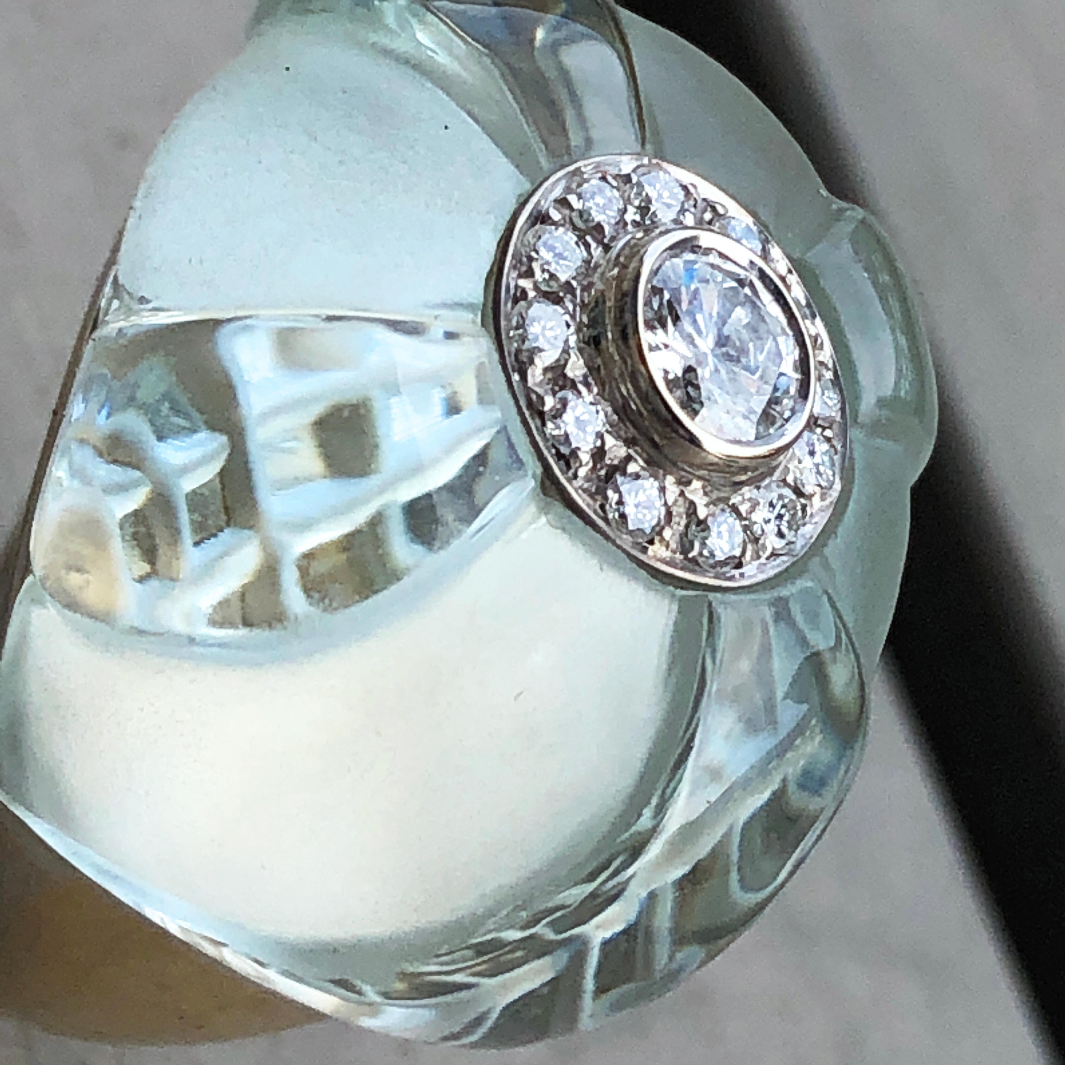Berca 0.63Kt Diamond 60Kt Natural Hand Inlaid Hand Engraved Aquamarine Ring 3