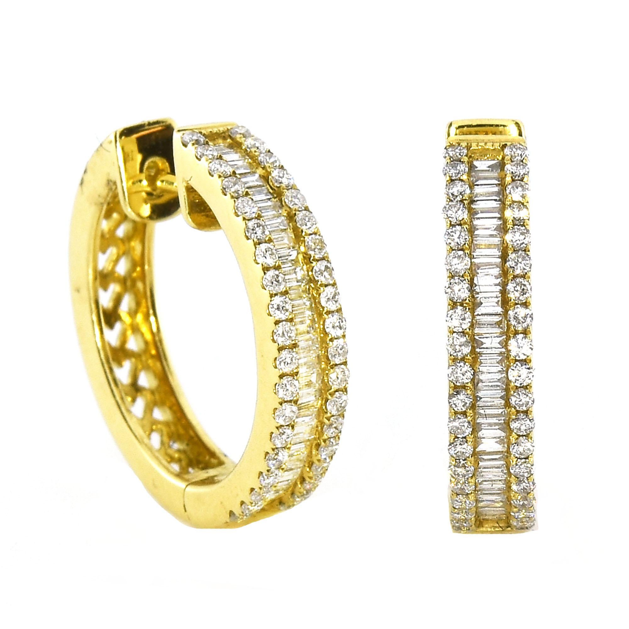 0,64 Karat Baguette-Diamant-Ohrringe aus Gelbgold im Zustand „Neu“ im Angebot in New York, NY