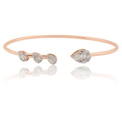 0.64 Carat Baguette Pear Marquise Diamond Cuff Bangle 18k Rose Gold Bracelet