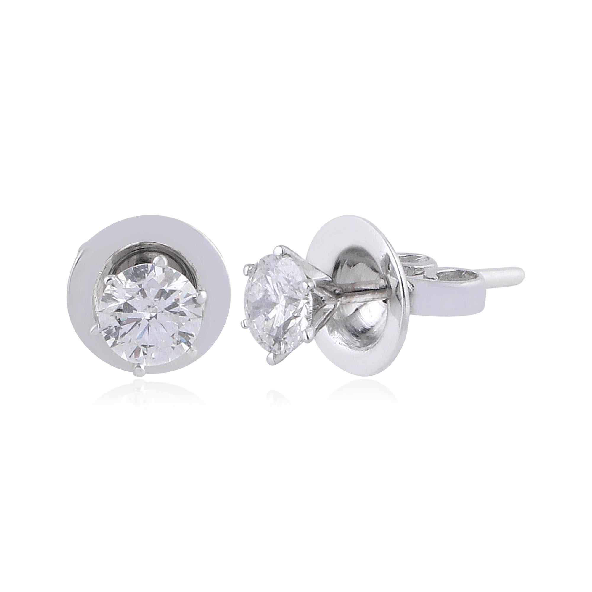 0,64 Karat Zierlicher SI/H Diamant Solitär Ohrstecker 18k Massiv Weißgold im Zustand „Neu“ im Angebot in Diera, Dubai