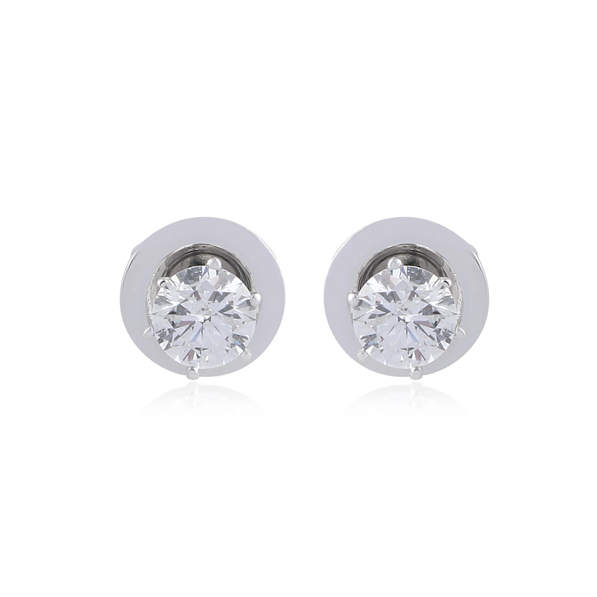 0,64 Karat Zierlicher SI/H Diamant Solitär Ohrstecker 18k Massiv Weißgold Damen im Angebot