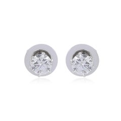 0,64 Karat Zierlicher SI/H Diamant Solitär Ohrstecker 18k Massiv Weißgold