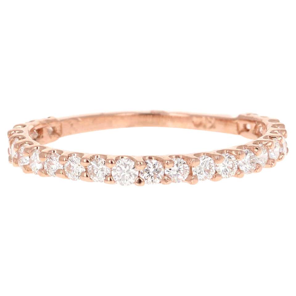 14 Karat Rose Gold Diamond Stackable Anniversary Ring For Sale at ...