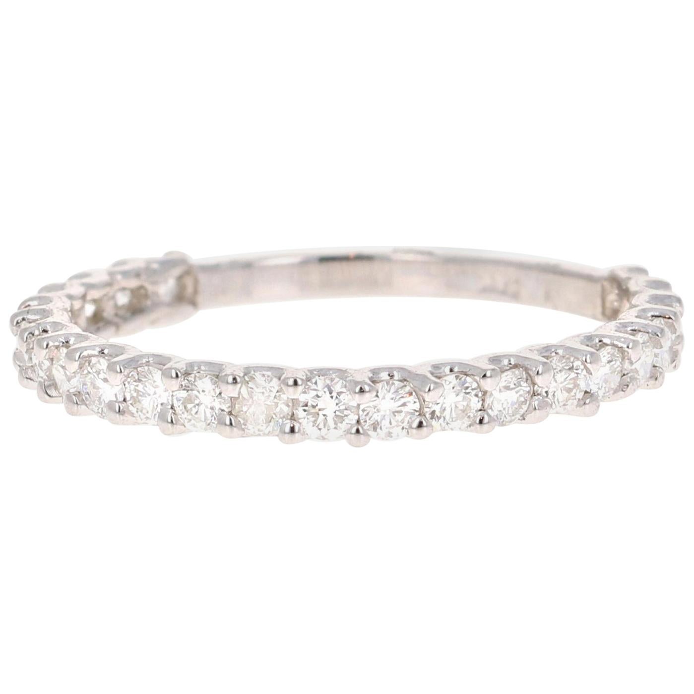 Bracelet empilable en or blanc 14 carats avec diamants de 0,64 carat