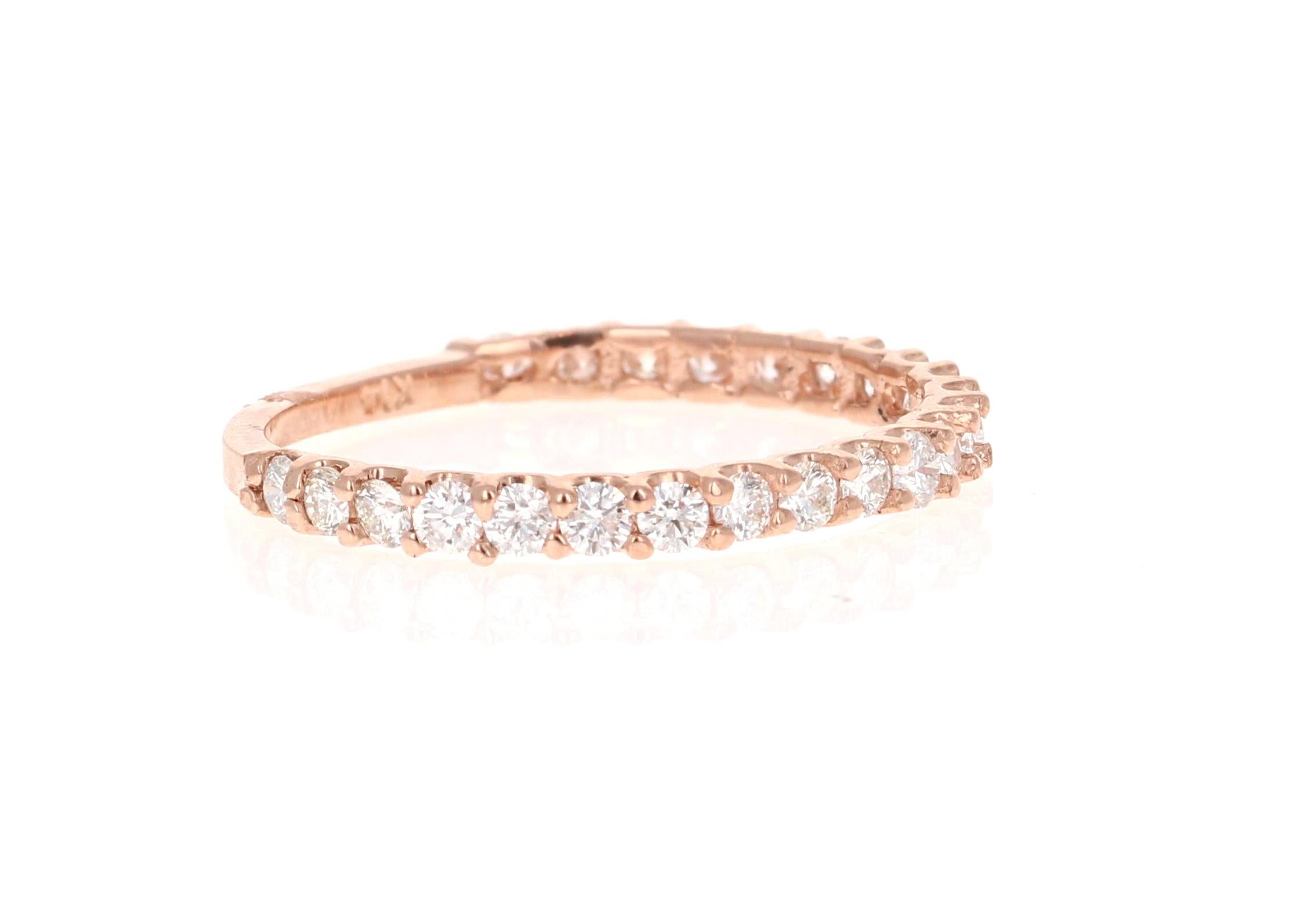 0.64 Carat Round Cut Diamond Rose Gold Band!

Cute and dainty 0.64 Carat Diamond band that is sure to be a great addition to anyone's accessory collection!   There are 23 Round Cut Diamonds that weigh 0.64 carats.  The band is made in 14K Rose Gold
