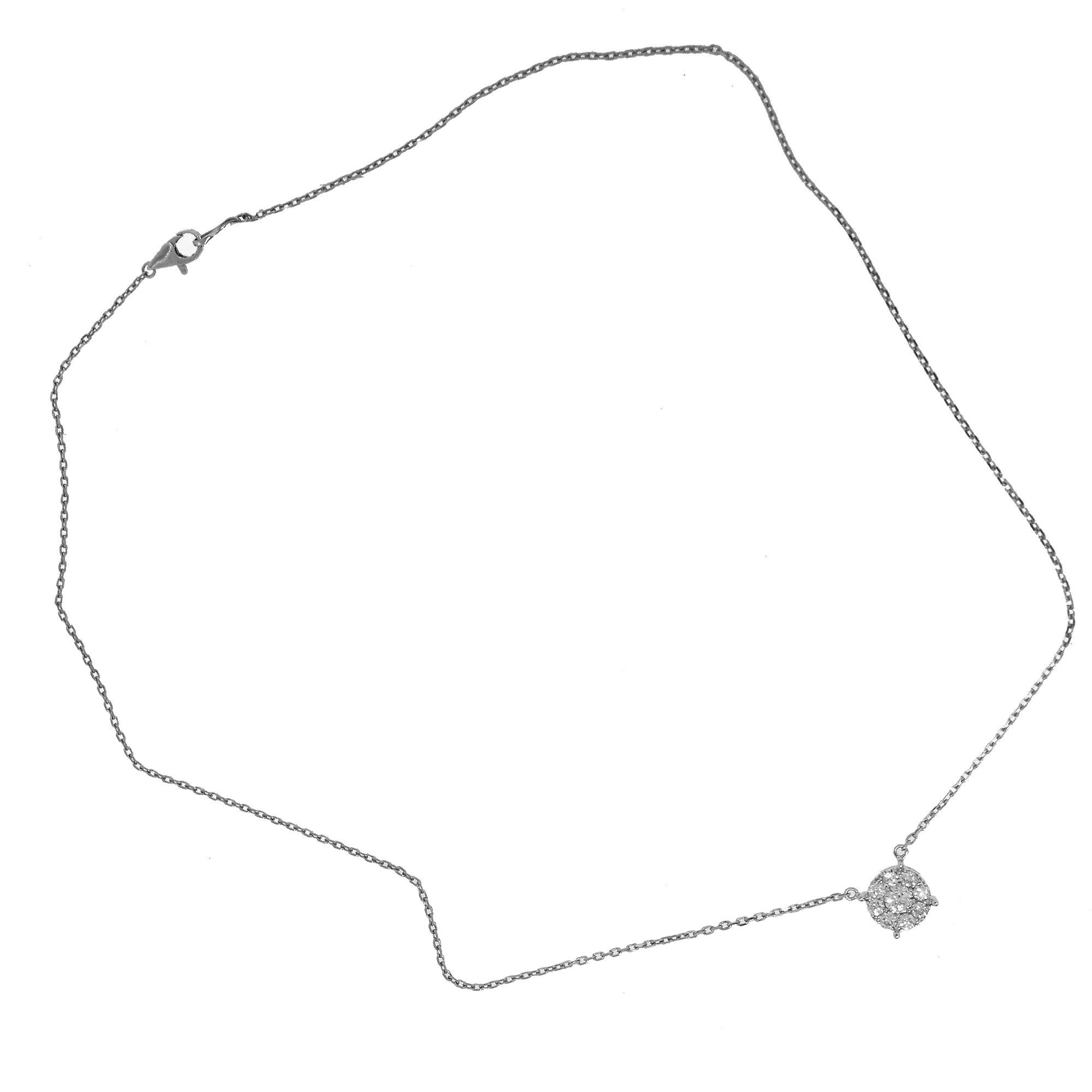 Round Cut 0.64 Carat Diamond Cluster Pendant Necklace