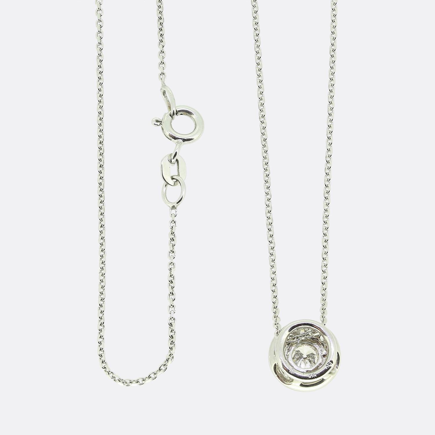 Brilliant Cut 0.64 Carat Diamond Halo Pendant Necklace For Sale